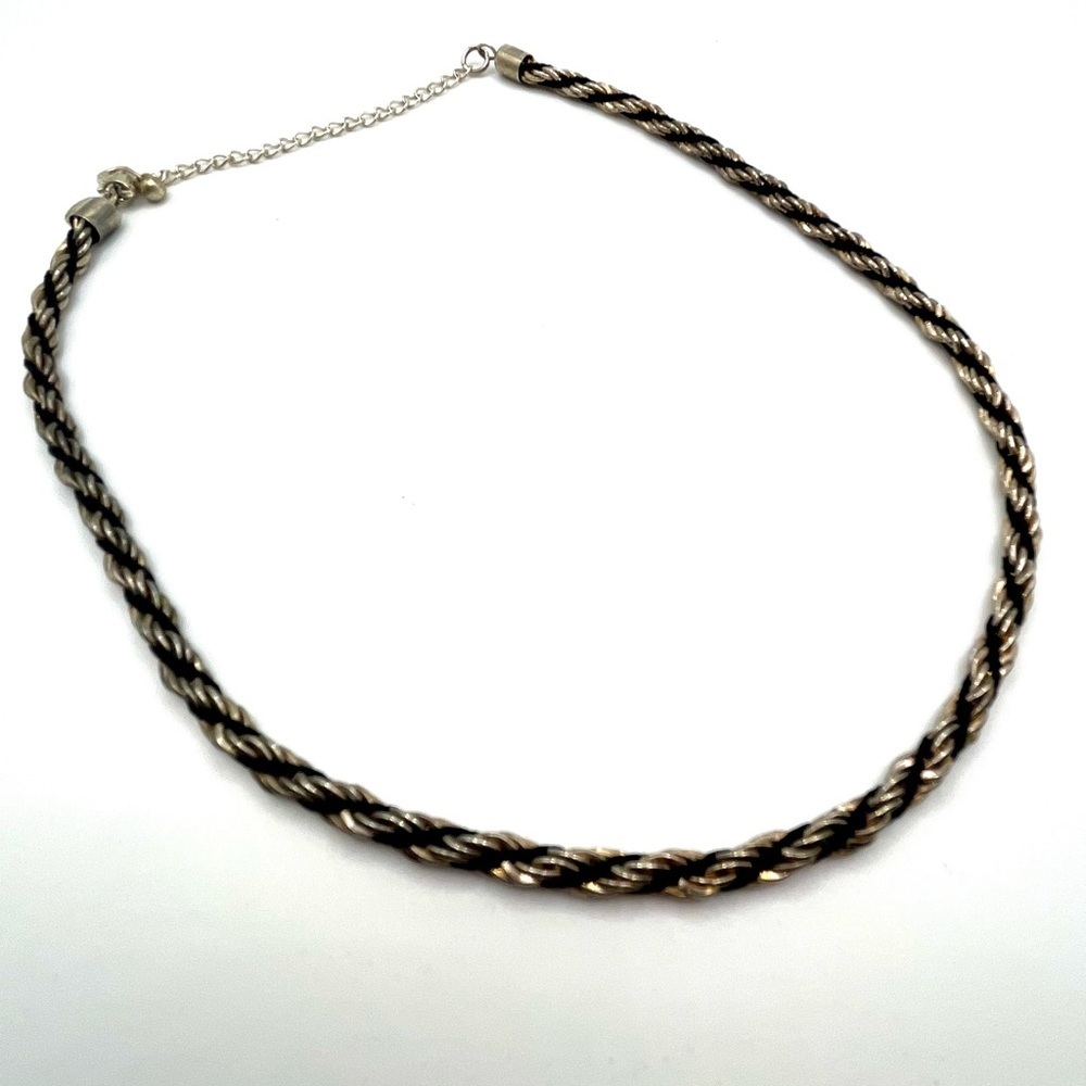 KR black and gold rope chain necklace vintage unisex 16”. Unisex